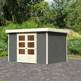 Abri de jardin en bois massif gris terre 7,43m² Askola 5 - Karibu Ma boutique